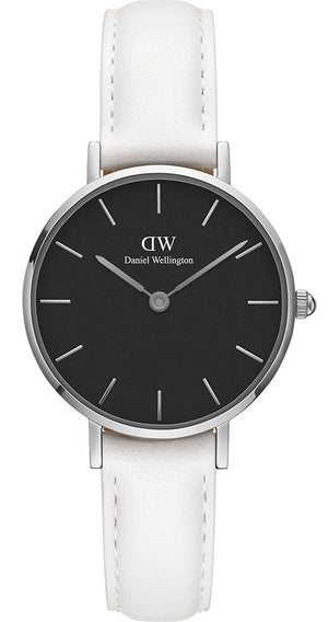 Buy Shop Daniel Wellington Classic Petite Bondi Black Dial White Leather Strap Watch for Women - DW00100286 USA Online