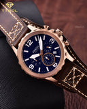 Buy Shop Fossil Nate Chronograph Blue Dial Brown Leather Strap Watch for Men - JR1505 USA Online