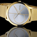 Buy Shop Calvin Klein Minimal White Dial Gold Mesh Bracelet Watch for Men - K3M21526 USA Online
