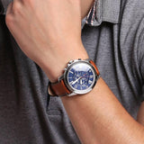 Buy Shop Fossil Grant Chronograph Blue Dial Brown Leather Strap Watch for Men - FS5210 USA Online