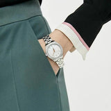 Buy Shop Michael Kors Liliane Three Hand Mother of Pearl White Dial Silver Steel Strap Watch For Women - MK4556 USA Online