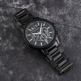 Armani Exchange Banks Chronograph Black Dial Black Steel Strap Watch For Men - AX1722