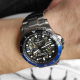 Buy Shop Fossil FB-01 Automatic Skeleton Black Dial Grey Steel Strap Watch for Men - ME3201 USA Online