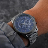 Armani Exchange Banks Chronograph Blue Dial Grey Steel Strap Watch For Men - AX1731