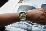 Buy Shop Fossil Bronson Automatic Skeleton Black Dial Gold Steel Strap Watch for Men - ME3257 USA Online