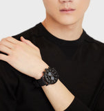 Buy Shop Emporio Armani Luigi Analog Black Dial Black Leather Strap Watch For Men - AR11450 USA Online