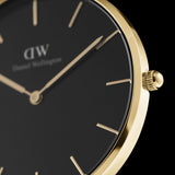 Buy Shop Daniel Wellington Classic Petite Black Dial Gold Mesh Bracelet Watch For Women - DW00100347 USA Online