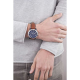 Buy Shop Fossil Grant Chronograph Blue Dial Brown Leather Strap Watch for Men - FS5151 USA Online