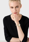 Buy Shop Emporio Armani Gianni T Bar Crystals Silver Dial Brown Leather Strap Watch For Women - AR11518 USA Online