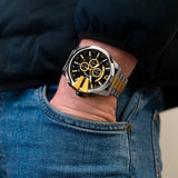 Buy Shop Diesel Mega Chief Chronograph Black Dial Two Tone Steel Strap Watch For Men - DZ4581 USA Online