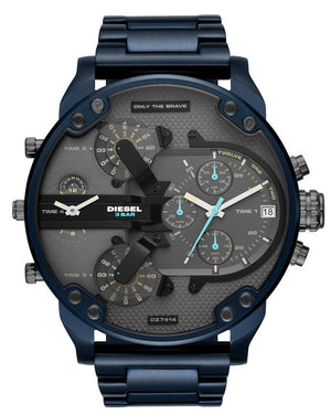 Buy Shop Diesel Daddy 2.0 Chronograph Grey Dial Blue Steel Strap Watch For Men - DZ7414 USA Online