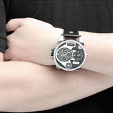 Buy Shop Diesel Mr Daddy Chronograph White Dial Black Leather Strap Watch For Men - DZ7125 USA Online