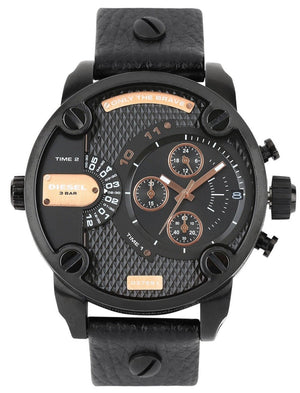 Buy Shop Diesel Little Daddy Chronograph Black Dial Black Leather Strap Watch For Men - DZ7291 USA Online