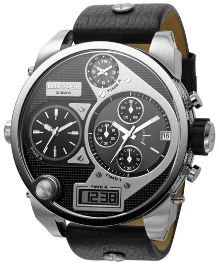 Buy Shop Diesel Mr Daddy Chronograph White Dial Black Leather Strap Watch For Men - DZ7125 USA Online