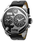 Buy Shop Diesel Mr Daddy Chronograph White Dial Black Leather Strap Watch For Men - DZ7125 USA Online