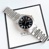 Gucci G Timeless Black Dial Silver Steel Strap Watch For Men - YA126201