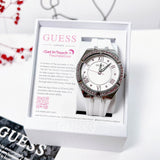 Buy Shop Guess Sparkling Silver Dial White Rubber Strap Watch For Women - GW0032L1 USA Online