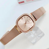 Buy Shop Guess Tapestry Diamonds Rose Gold Dial Rose Gold Mesh Bracelet Watch for Women - GW0354L3 USA Online
