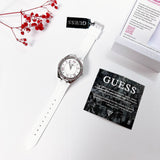 Buy Shop Guess Sparkling Silver Dial White Rubber Strap Watch For Women - GW0032L1 USA Online