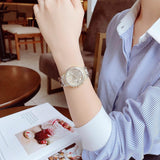 Buy Shop Guess Moonlight Multi Function Diamonds Gold Dial Gold Steel Strap Watch for Women - GW0320L2 USA Online