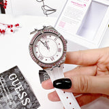 Buy Shop Guess Sparkling Silver Dial White Rubber Strap Watch For Women - GW0032L1 USA Online