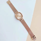 Buy Shop Guess Tapestry Diamonds Rose Gold Dial Rose Gold Mesh Bracelet Watch for Women - GW0354L3 USA Online