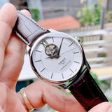 Buy Shop Tissot T Classic Tradition Powermatic 80 Open Heart Silver Dial Brown Leather Strap Watch for Men - T063.907.16.038.00 USA Online