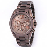 Michael Kors Bradshaw Chronograph Brown Dial Brown Steel Strap Watch For Women - MK6247