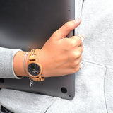 Daniel Wellington Iconic Link Black Dial Rose Gold Steel Strap Watch for Women - DW00100212