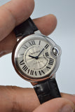 Buy Shop Cartier Ballon Bleu De Cartier Silver Dial Black Leather Strap Watch for Women - WSBB0030 USA Online