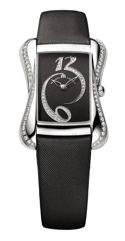 Buy Shop Maurice Lacroix Divina Black Dial with Diamonds Black Leather Strap Watch for Women - DV5012-SD531-120 USA Online