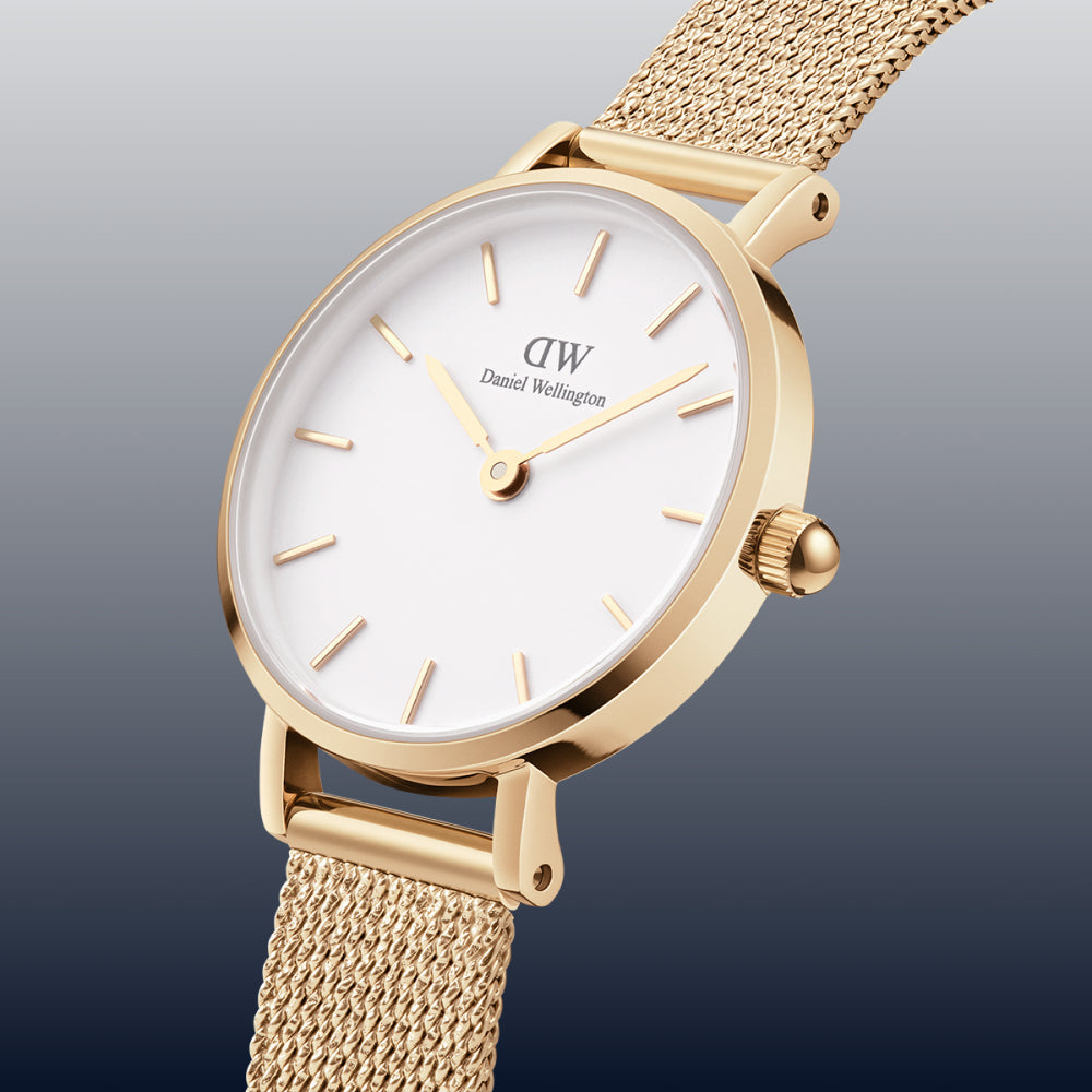 Buy Shop Daniel Wellington Classic Petite Evergold White Dial Gold Mesh Bracelet Watch For Women - DW00100346 USA Online