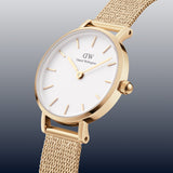Buy Shop Daniel Wellington Classic Petite Evergold White Dial Gold Mesh Bracelet Watch For Women - DW00100346 USA Online