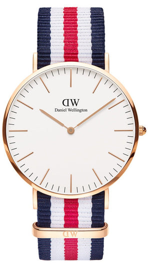 Buy Shop Daniel Wellington Classic Canterbury White Dial Two Tone Nylon Strap Watch For Men - DW00100002 USA Online