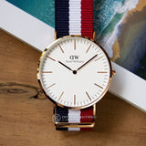 Buy Shop Daniel Wellington Classic Cambridge White Dial Two Tone NATO Strap Watch For Men - DW00100003 USA Online