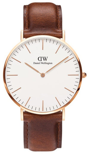 Buy Shop Daniel Wellington Classic St Mawes White Dial Brown Leather Strap Watch For Men - DW00100006 USA Online