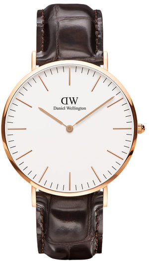Buy Shop Daniel Wellington Classic York White Dial Brown Leather Strap Watch For Men - DW00100011 USA Online