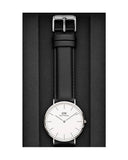 Buy Shop Daniel Wellington Dapper Sheffield White Dial Black Leather Strap Watch For Women - DW00100096 USA Online