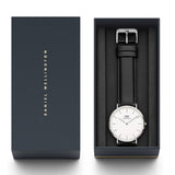 Buy Shop Daniel Wellington Classy Sheffield White Dial Black Leather Strap Watch For Women - DW00100068 USA Online