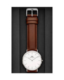 Buy Shop Daniel Wellington Classic St Mawes White Dial Brown Leather Strap Watch For Men - DW00100021 USA Online