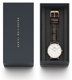 Buy Shop Daniel Wellington Classic York White Dial Brown Leather Strap Watch For Women - DW00100038 USA Online