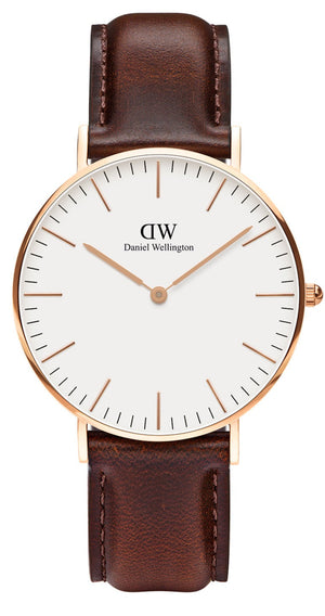 Buy Shop Daniel Wellington Classic Bristol White Dial Brown Leather Strap Watch For Women - DW00100039 USA Online