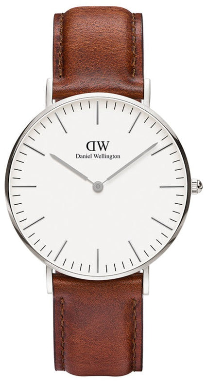 Buy Shop Daniel Wellington St Mawes White Dial Brown Leather Strap Watch For Men - DW00100052 USA Online
