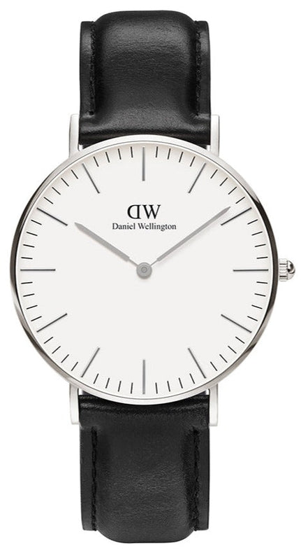Buy Shop Daniel Wellington Classic Sheffield White Dial Black Leather Strap Watch For Women - DW00100053 USA Online