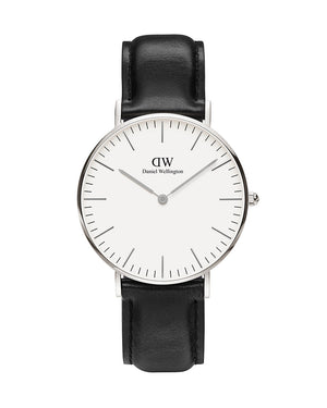 Buy Shop Daniel Wellington Classic Sheffield White Dial Black Leather Strap Watch For Women - DW00100053 USA Online