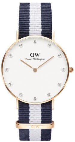 Buy Shop Daniel Wellington Classy Glasgow White Dial Two Tone Nylon Strap Watch For Women - DW00100078 USA Online