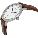 Buy Shop Daniel Wellington Dapper St Mawes White Dial Brown Leather Strap Watch For Men - DW00100087 USA Online