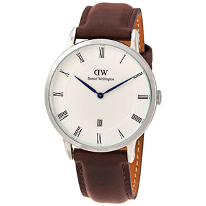 Buy Shop Daniel Wellington Dapper Bristol White Dial Brown Leather Strap Watch For Women - DW00100090 USA Online