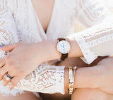 Buy Shop Daniel Wellington Dapper Bristol White Dial Brown Leather Strap Watch For Women - DW00100094 USA Online