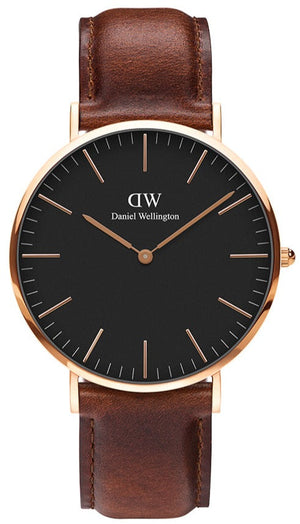 Buy Shop Daniel Wellington Classic St Mawes Black Dial Brown Leather Strap Watch For Men - DW00100124 USA Online